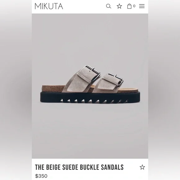Mikuta Beige Suede Buckle Sandals